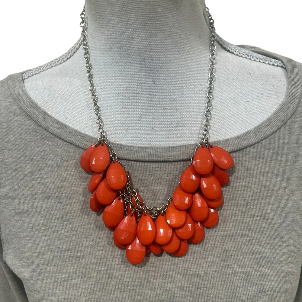 Unbranded Coral Teardrop faceted bead Layered Chain Necklace reversible